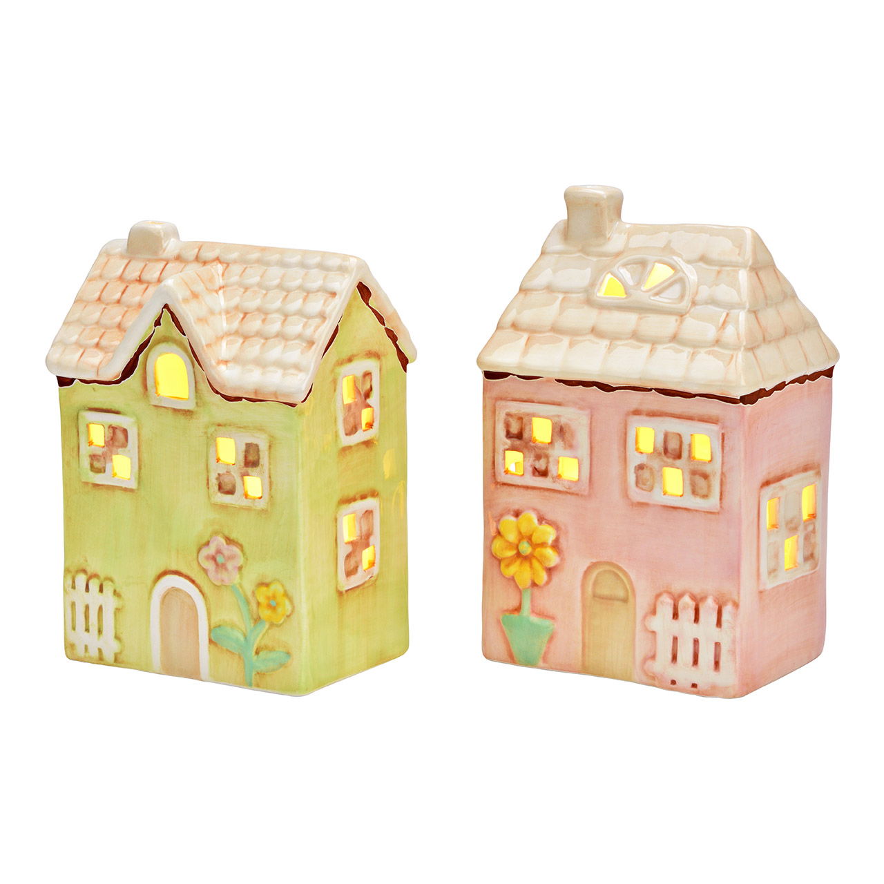 LED-lichthuisje van keramiek, 2-voudig, roze/groen (B/H/D) 12x19x8cm (batterijvoeding 2xAG13 niet inbegrepen) LED-lichthuisje van keramiek, 2-voudig, roze/groen (B/H/D) 12x19x8cm (batterijvoeding 2xAG13 niet inbegrepen)