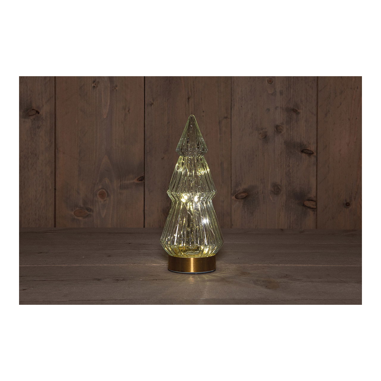 Albero di Natale con luce 10 LED in vetro dorato (L/H/D) 10x23x10cm Funzionamento a batteria 3xAAA