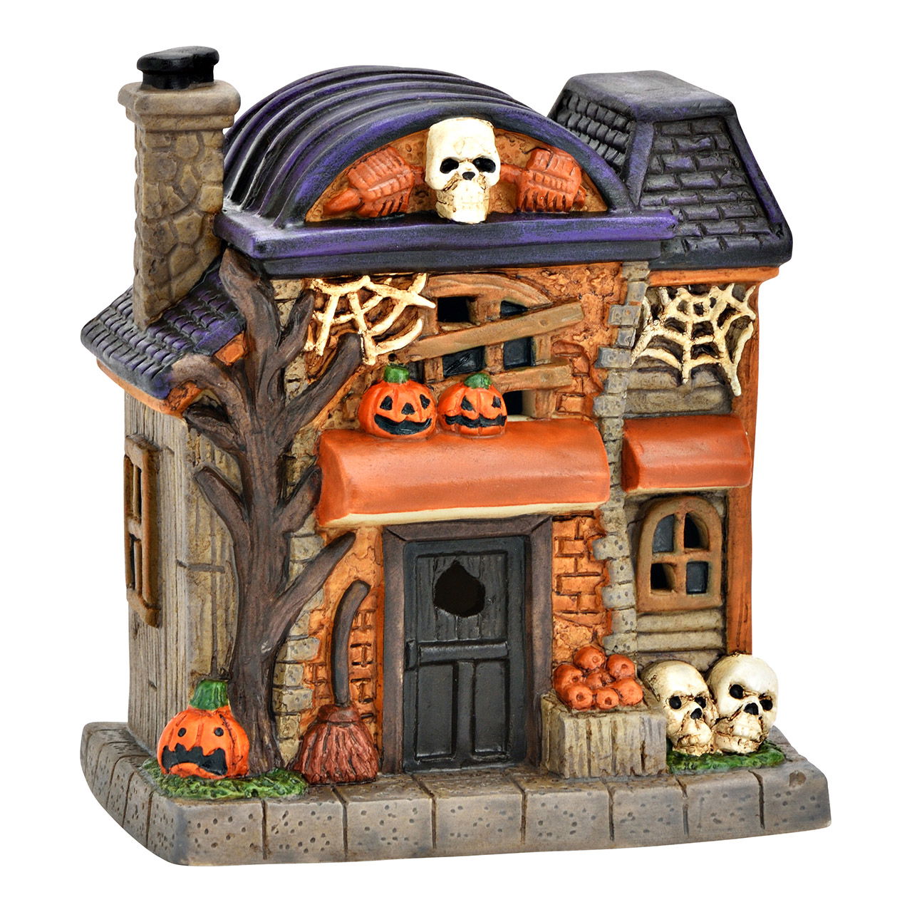 Lichthuisje Halloween met 1 LED meerkleurenlampje van porselein, kleurrijk (B/H/D) 10x11x7cm 2xAAA exclusief Essen, Süßigkeiten