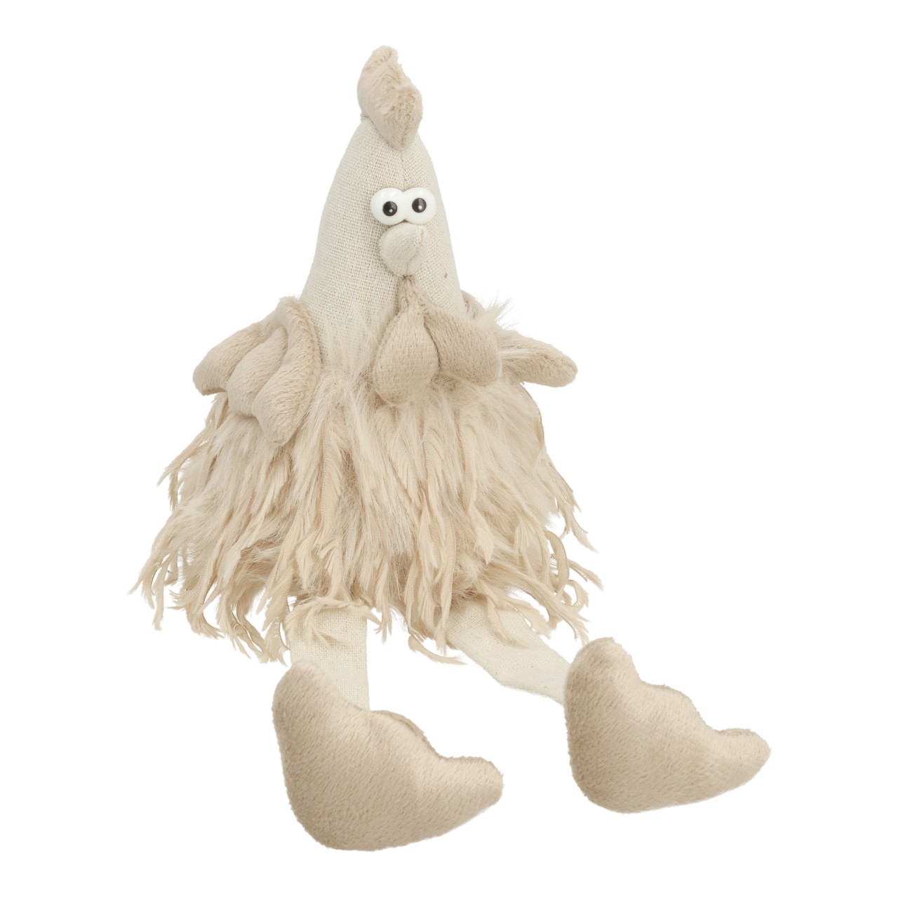 Textiele randkruk in de vorm van een kip, beige (B/H/D) 12x30x10 cm Plushie, Stofffigur, Beige, Möbelkissen, Handgefertigt