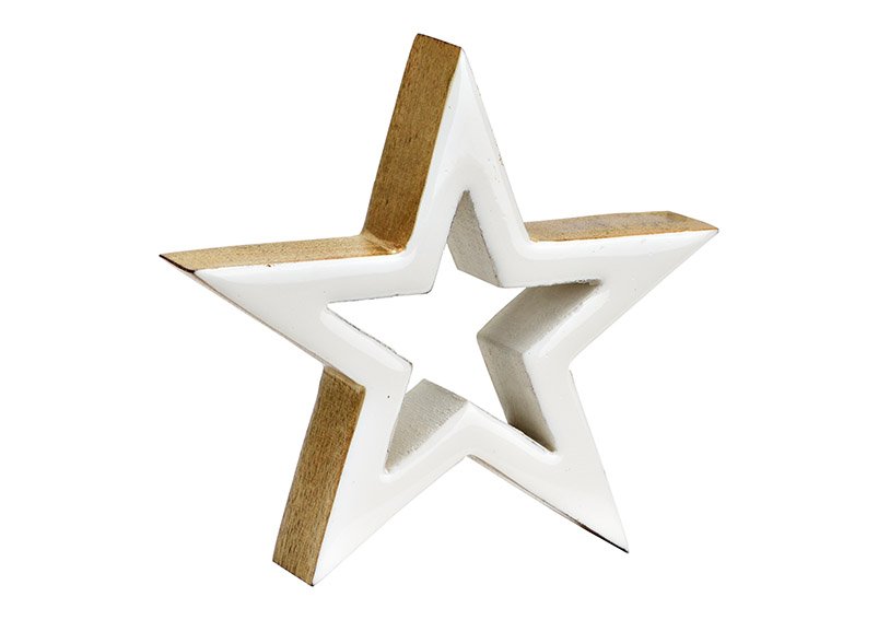 Stand star mango wood white (W/H/D) 15x15x3cm