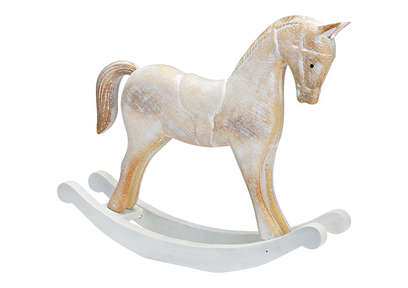 Cavallo a dondolo, legno Bianco (c/h/d) 37x31x8cm