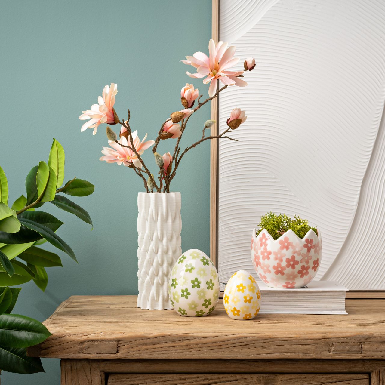 Blumenmuster, Keramikschale, Tulpenform, Dekoschale, Frühjahrskollektion