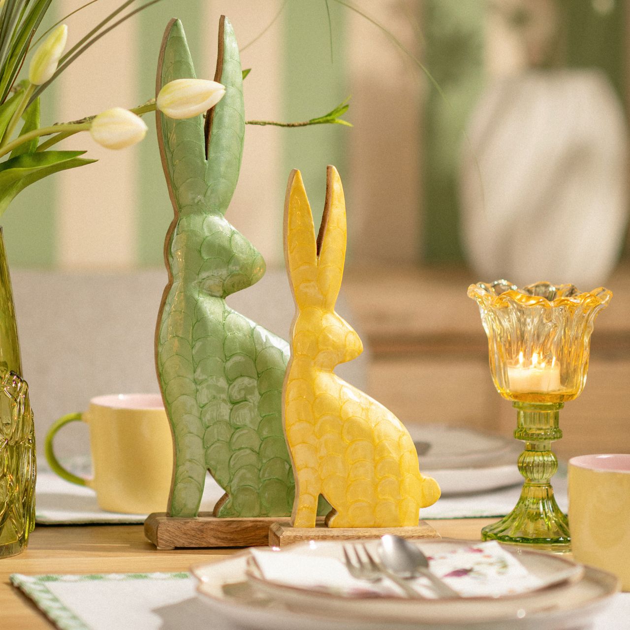 Figur, Hase, Tischdeko, Porzellan, Pastellfarben