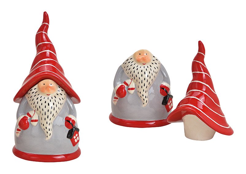 Scatola Babbo Natale di ceramica rossa, (L/H/D) 11x23x10cm