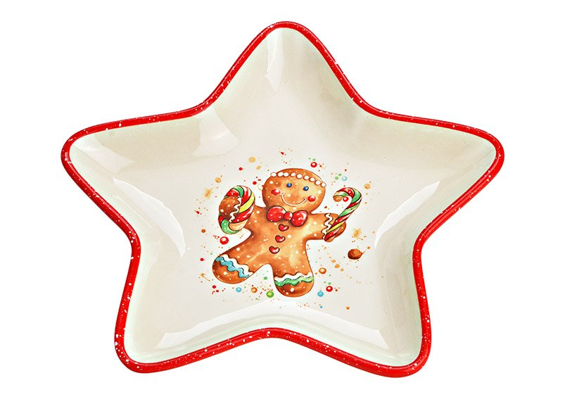 Plate star gingerbread figurine made of ceramic red (W/H/D) 26x3x26cm