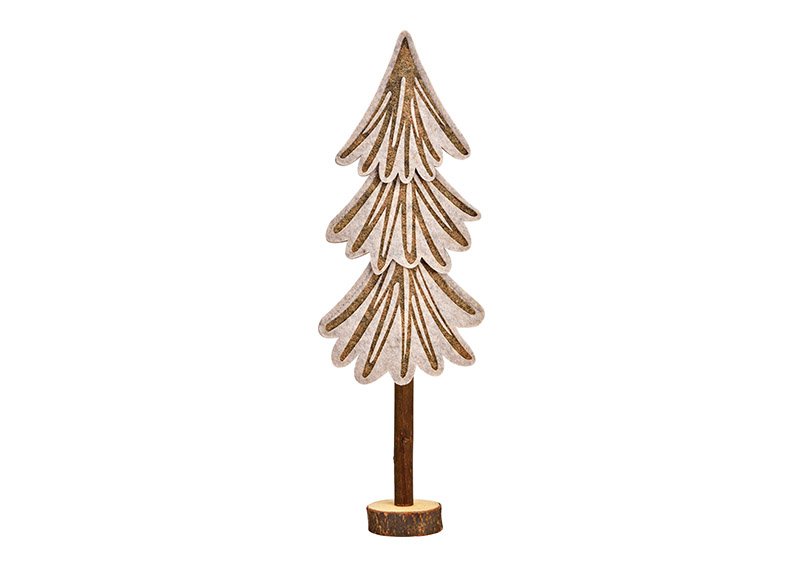 Stand fir tree made of felt, wood beige (W/H/D) 13x38x5cm