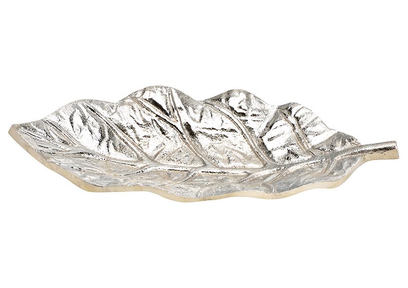 Plate metal leaf silver (W/H/D) 24x3x12cm