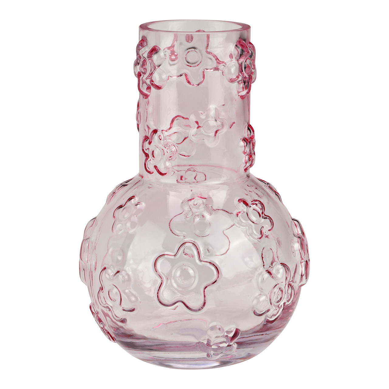 Vase Blumen Dekor aus Glas, Rosa (B/H/T) 13x20x13cm | 10045476