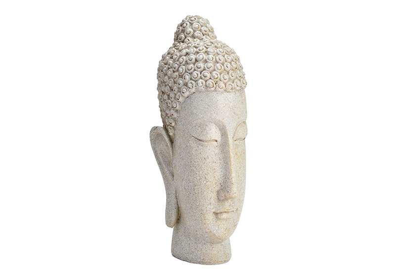 Buddha Kopf aus Poly Weiß (B/H/T) 16x33x12cm