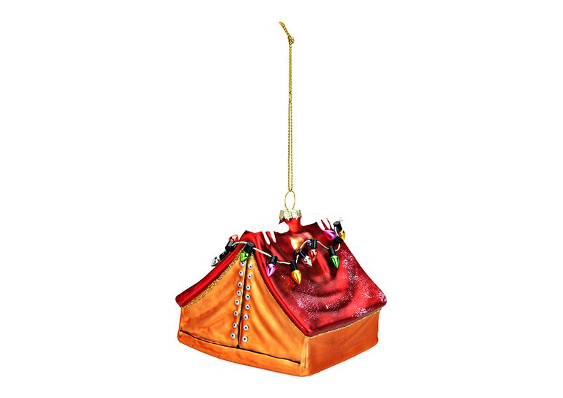 Christmas hanging tent made of colorful glass (W/H/D) 8x8x8cm