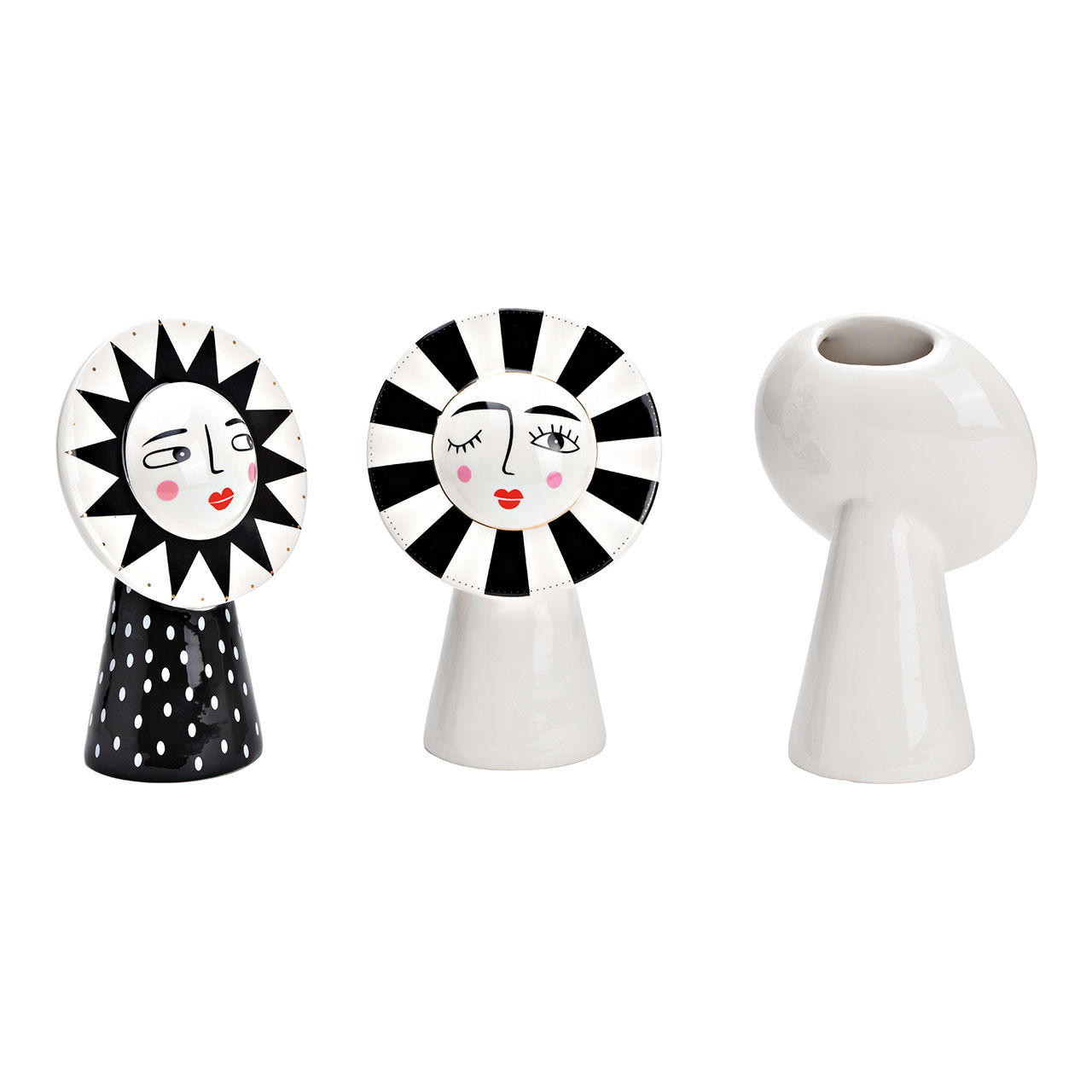 Vase Gesicht aus Keramik Weiß, schwarz 2-fach, (B/H/T) 15x23x9cm Vase Gesicht aus Keramik Weiß, schwarz 2-fach, (B/H/T) 15x23x9cm