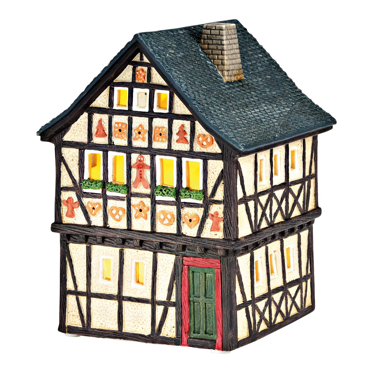 Lichthaus Lebkuchenhaus aus Porzellan, Bunt (B/H/T) 12x17x12cm