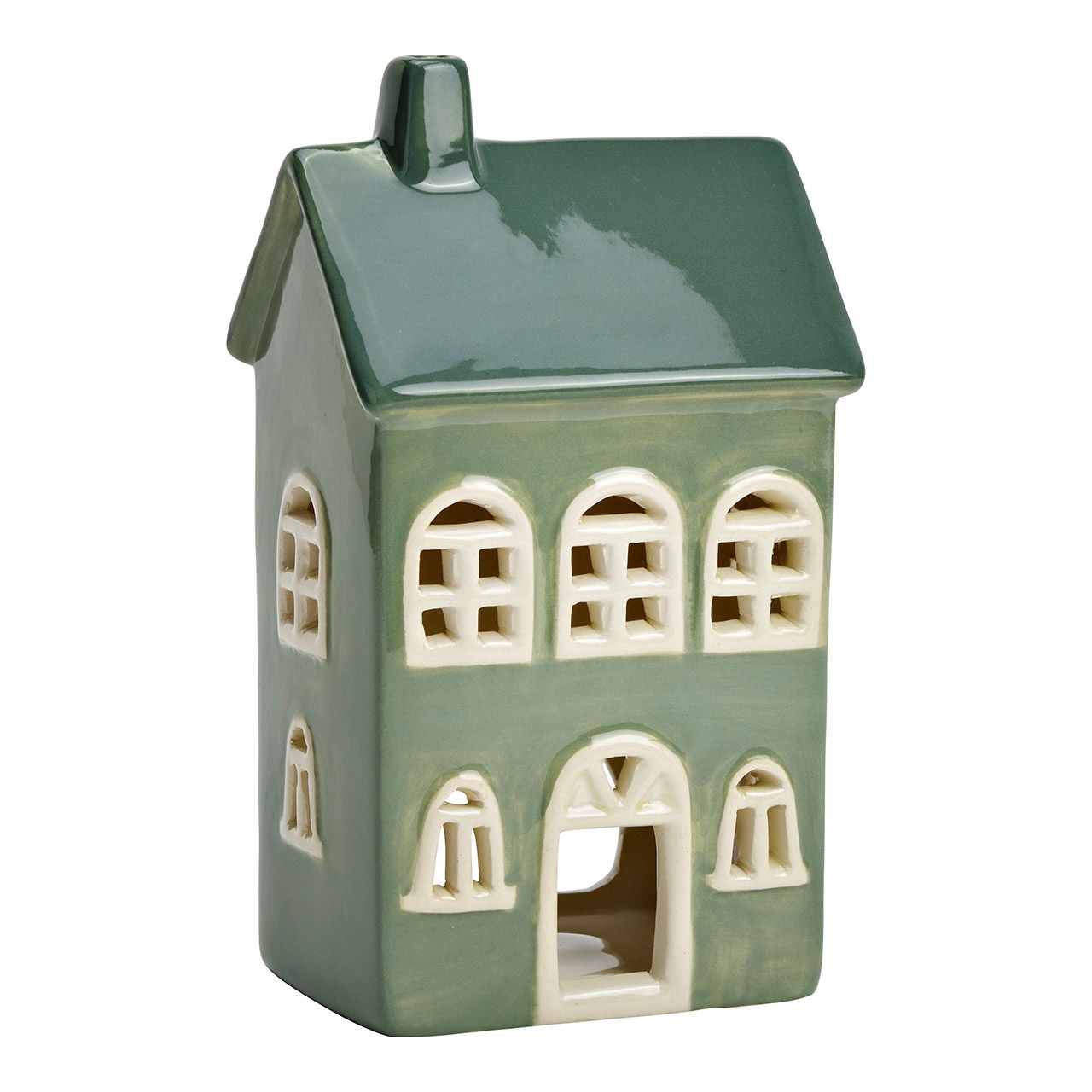 Maison en céramique, vert/blanc (L/H/P) 9x17x7cm Maison en céramique, vert/blanc (L/H/P) 9x17x7cm