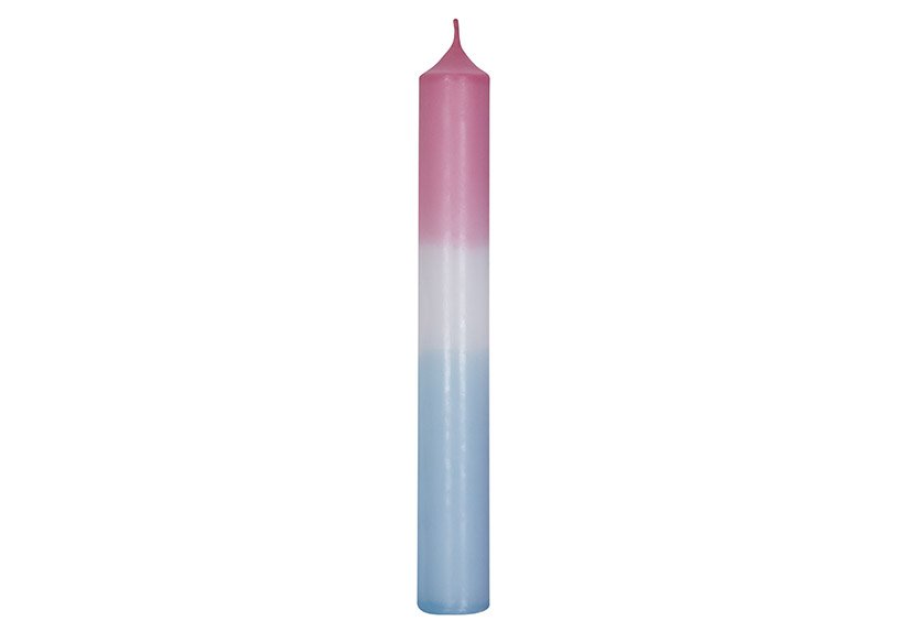 DipDye Stick Kaars Kleur: pastelroze/ijsblauw (B/H/D) 2x18x2cm