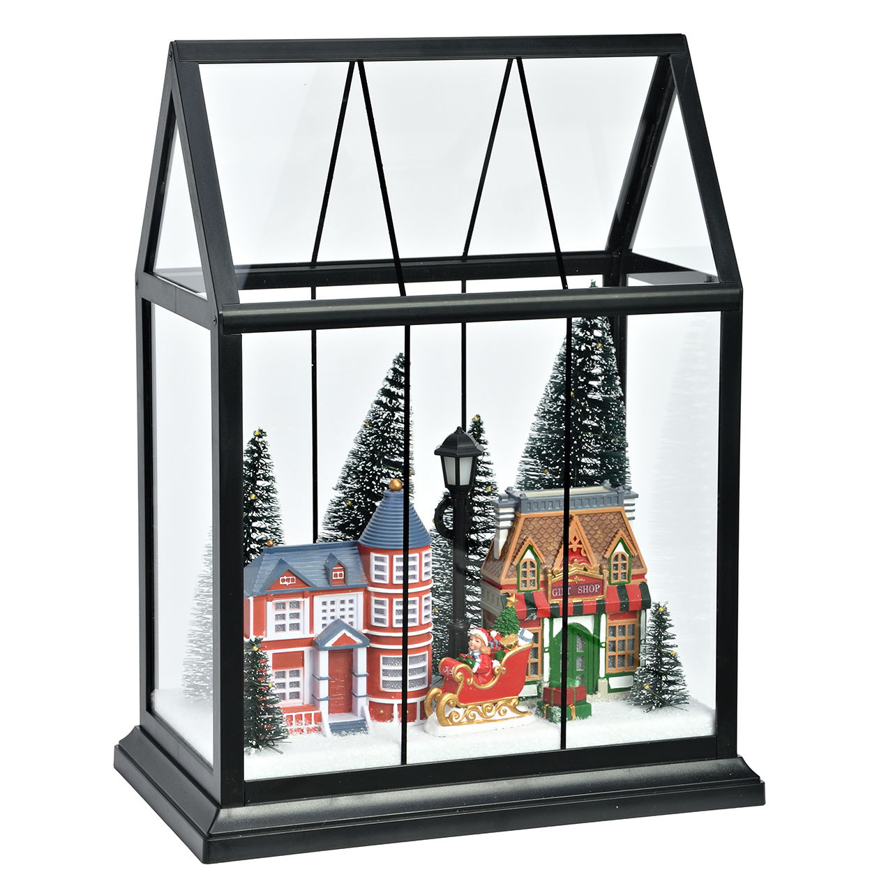 Villaggio invernale a LED in una casa di plastica colorata (L/H/D) 25,5x15x33cm Pflanze, Baum