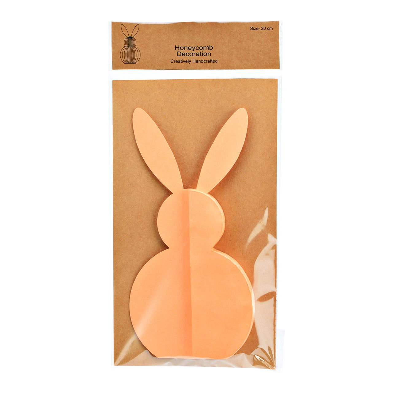 Lapin Honeycomb en papier/carton peach (L/H/P) 11x20x11cm