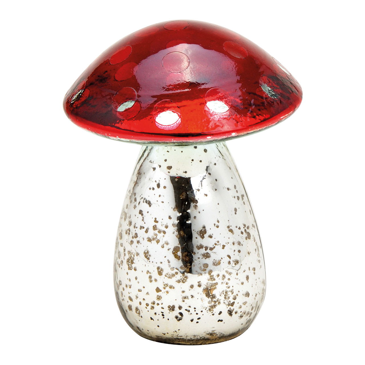 Champignon en verre Rouge, argent (L/H/P) 9x12x9cm