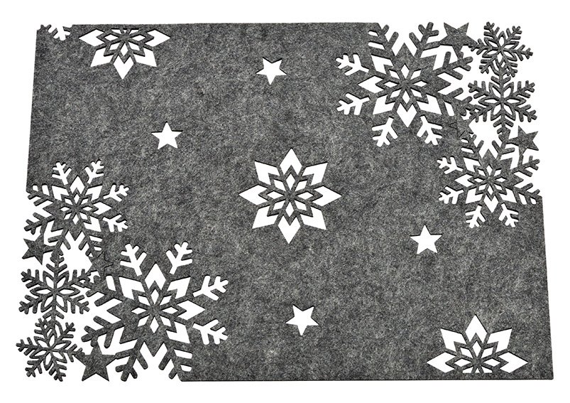 Set de table décor flocon de neige en feutre gris (L/H) 40x30cm