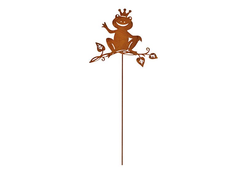 Stick frog, rusty finish metal brown (w/h) 12x38cm