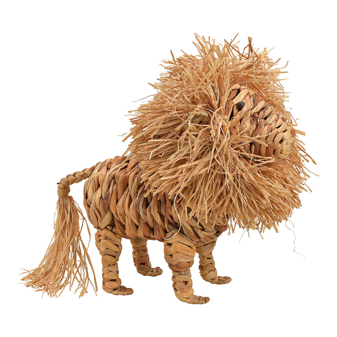 Lion made of water hyacinth, natural metal (W/H/D) 47x40x15cm