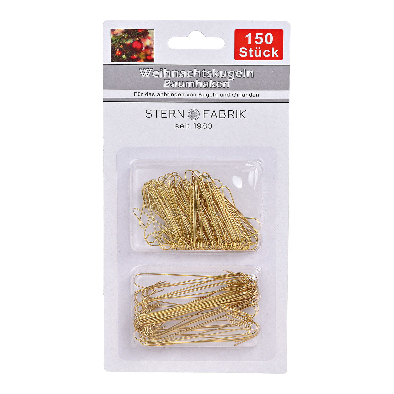 Christmas ball hanger hooks set of 150 pcs, metal, gold colour