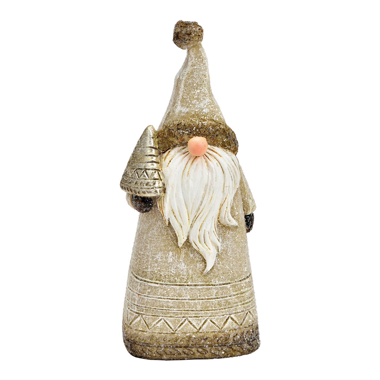 Babbo Natale con glitter in polipropilene champagne (L/H/D) 5x11x4cm