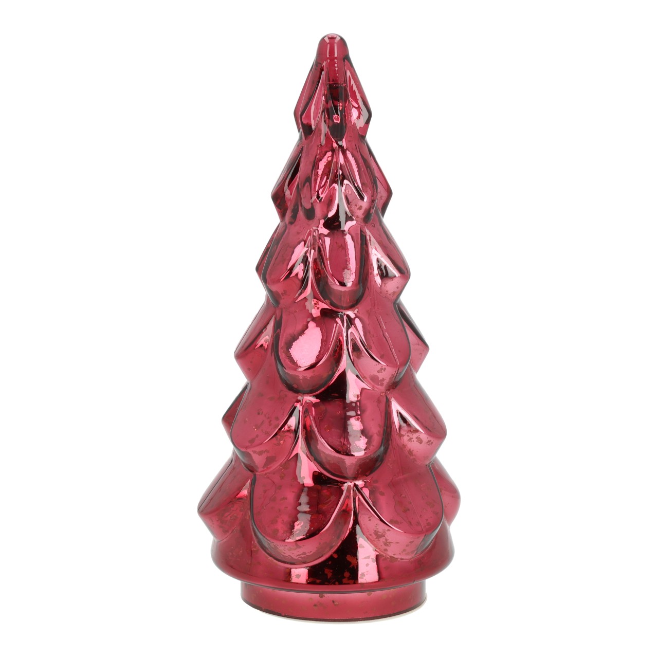 Tannenbaum LED aus Glas Pink/Rosa (B/H/T) 16x37x16cm exkl. 3xAA Weihnachtsbaum, Kerzenform, Glasdeko, rot, Elk/Tree