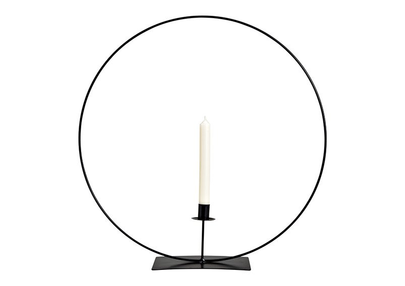 Metal Candle Holder Ring Black (W/H/D) 50x50x10cm