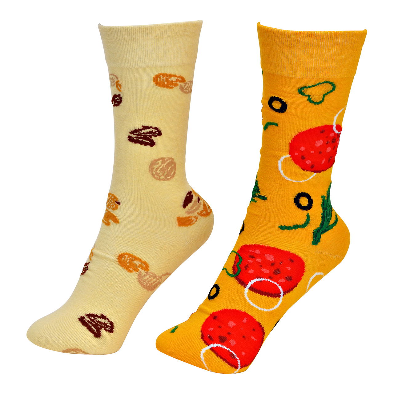 Calzini Pizza 4 paia in cotone, 2 strati, rosso (L/H/D) 22x3x22cm Taglia: 36-41/41-46 Bekleidung, Strumpfwaren, Socke