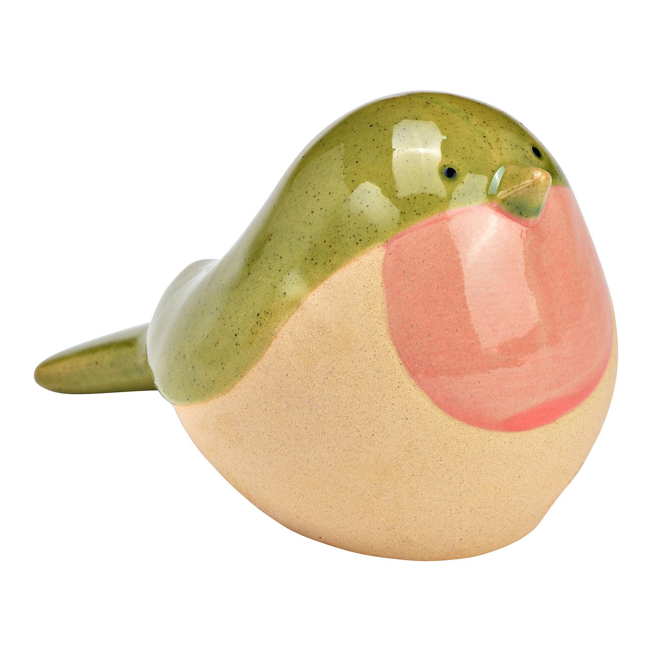 Figur Vogel aus Steingut, Grün/Beige/Rosa (B/H/T) 13x8x8cm Töpferei, Kunst, Porzellan