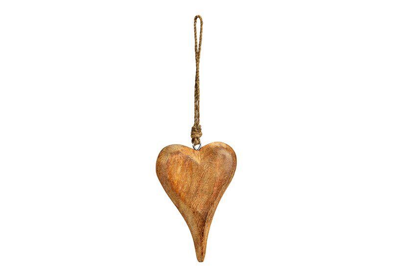 Hanger heart of mango wood natural (W/H/D) 10x14x2cm