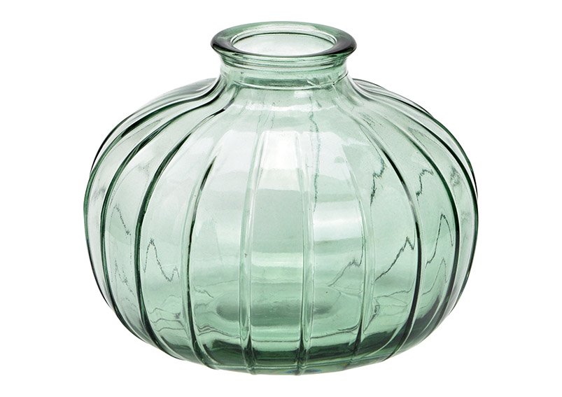 Glass vase green (W/H/D) 11x9x11cm