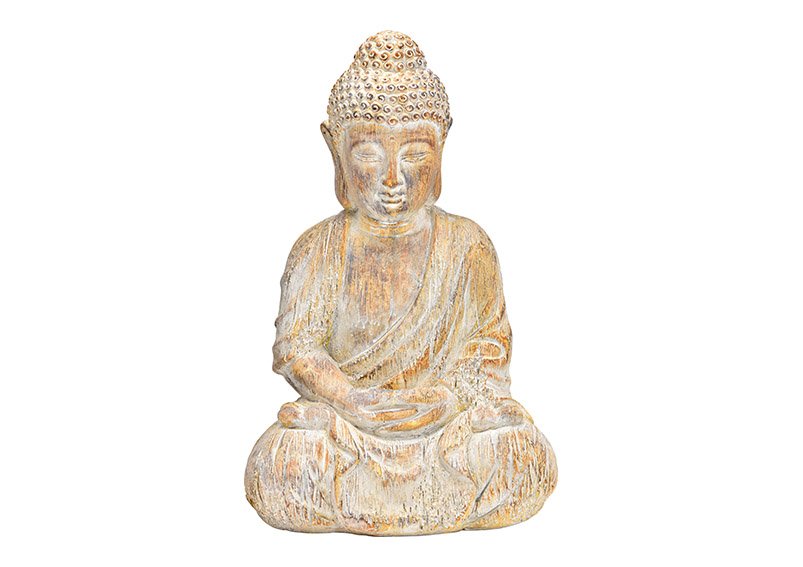 Bouddha en magnésie antique or (L/H/P) 28x47x20cm