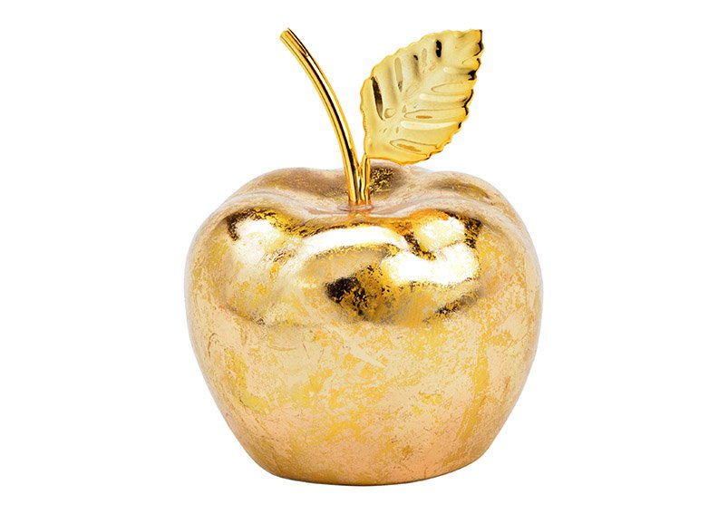Manzana de cerámica dorada (c/h/d) 9x12x9cm