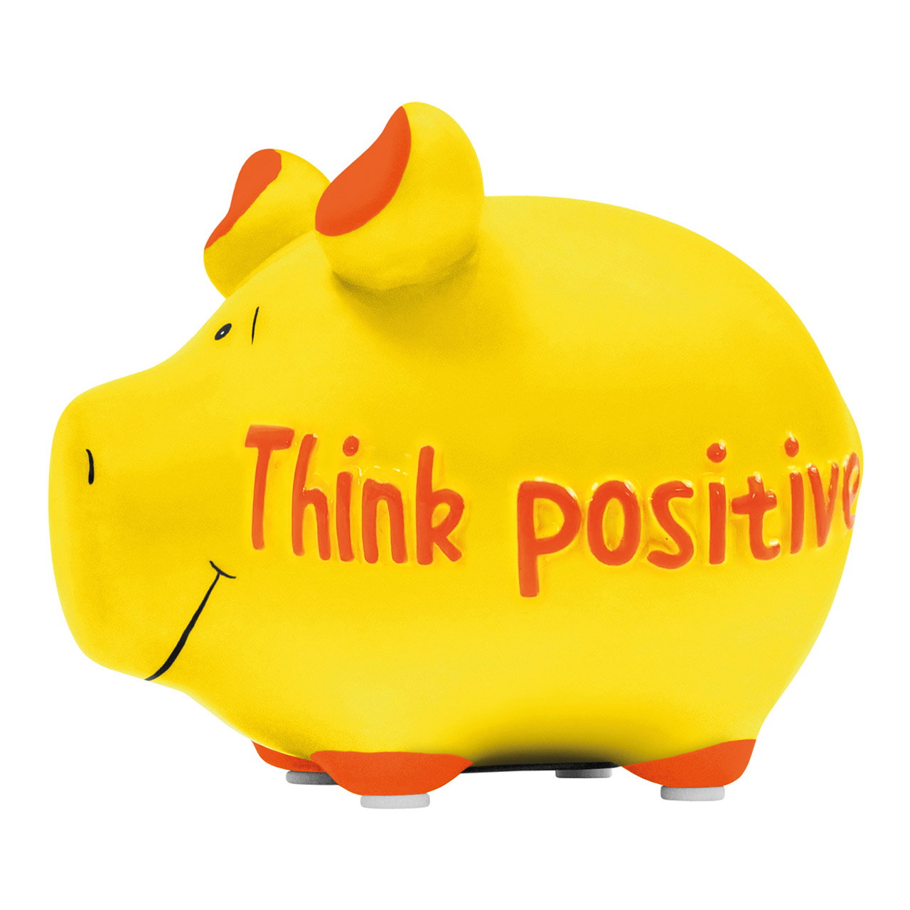 Tirelire KCG petit cochon Think Positive en céramique multicolore (L/H/P) 12x9x9cm