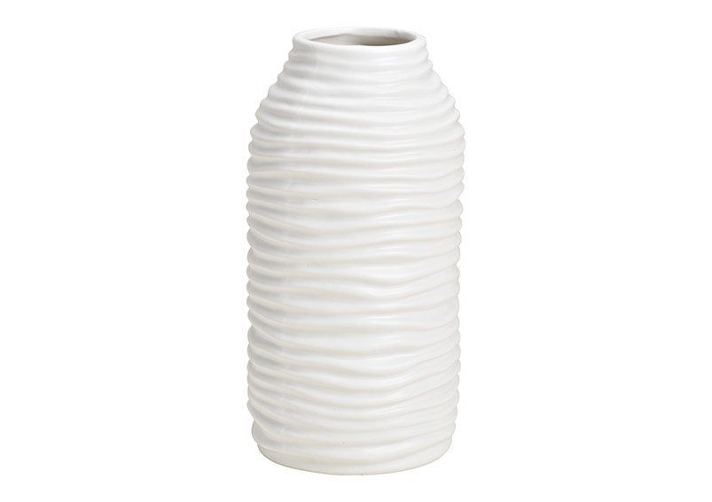 Ceramic vase white (W/H/D) 10x20x10cm