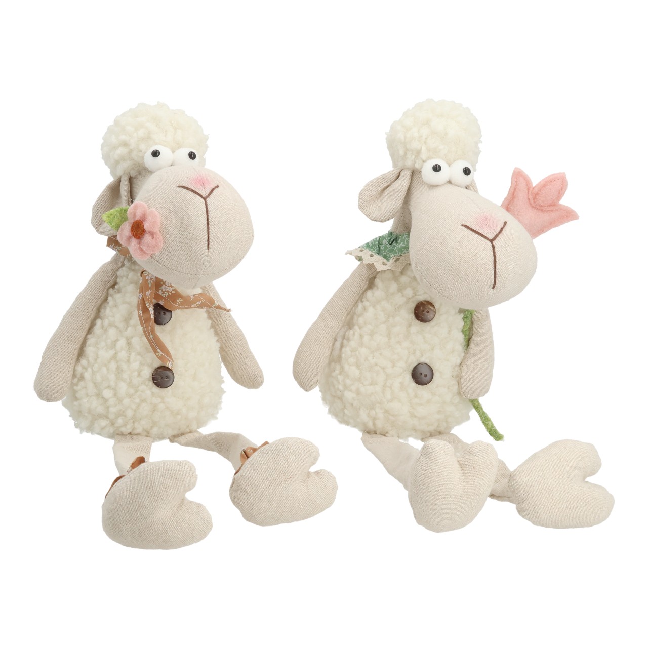 Kantenhocker Schaf aus Textil Beige 2-fach sortiert (B/H/T) 20x44x18cm Plushenschaf, Stofftier, Deko-Spielzeug, Beige, Knopf-Akzente