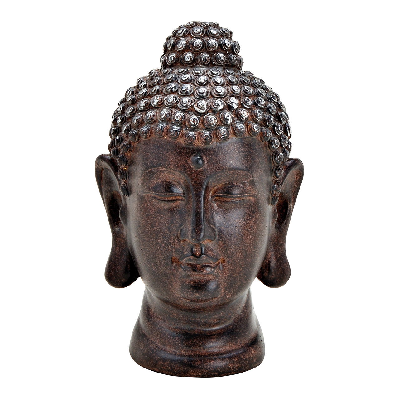 Buddhakopf aus Poly Braun (B/H/T) 12x20x12cm