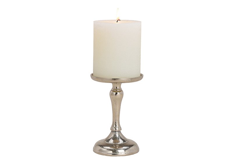 Candle holder made of metal silver (w / h / d) 11x17x11cm