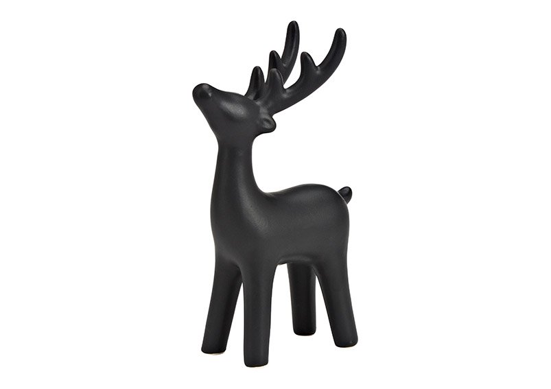Ceramic deer black (W/H/D) 10x17x5cm