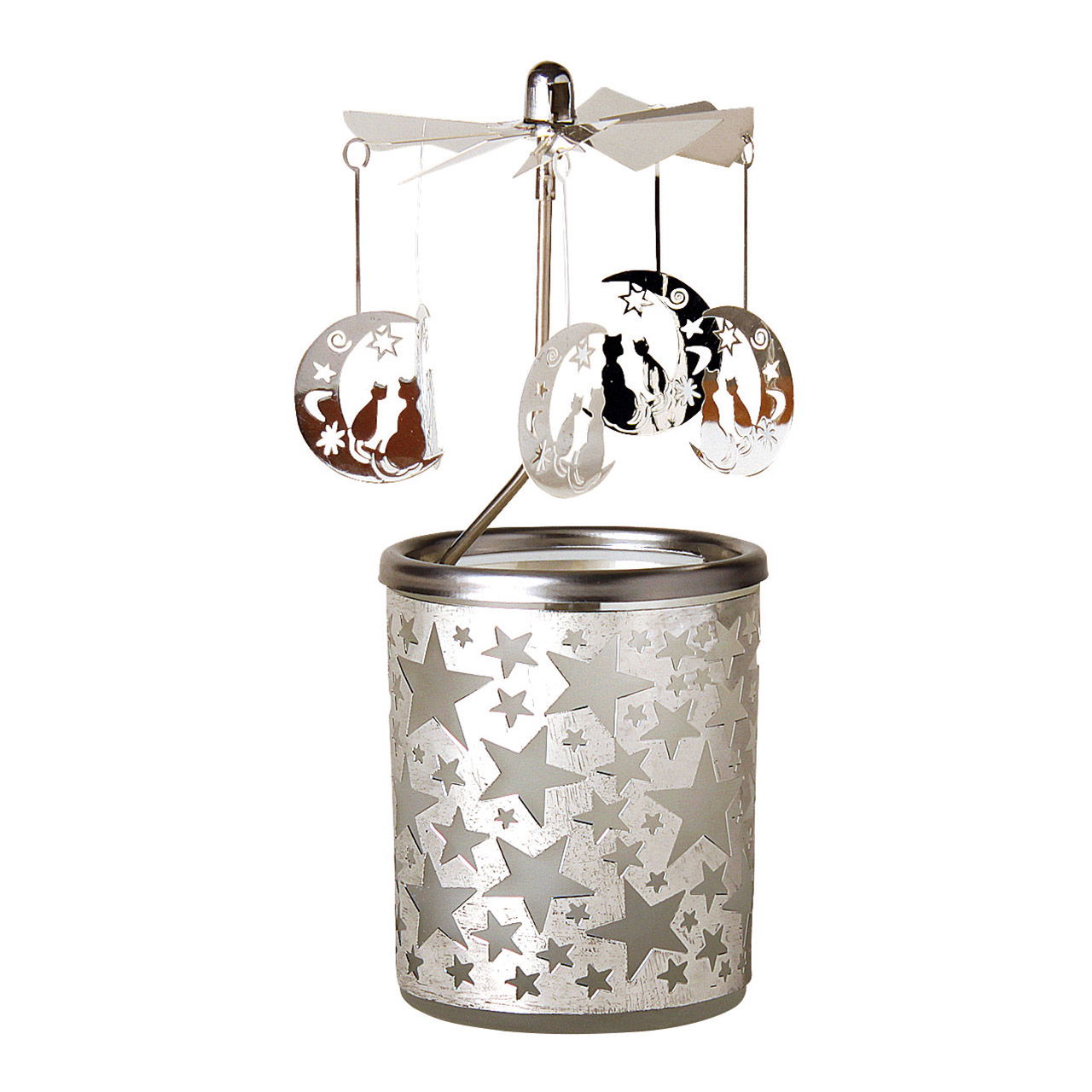 Windlicht aus Glas mit Metall Aufsatz Halbmond 6x15cm Windlicht aus Glas mit Metall Aufsatz Halbmond 6x15cm