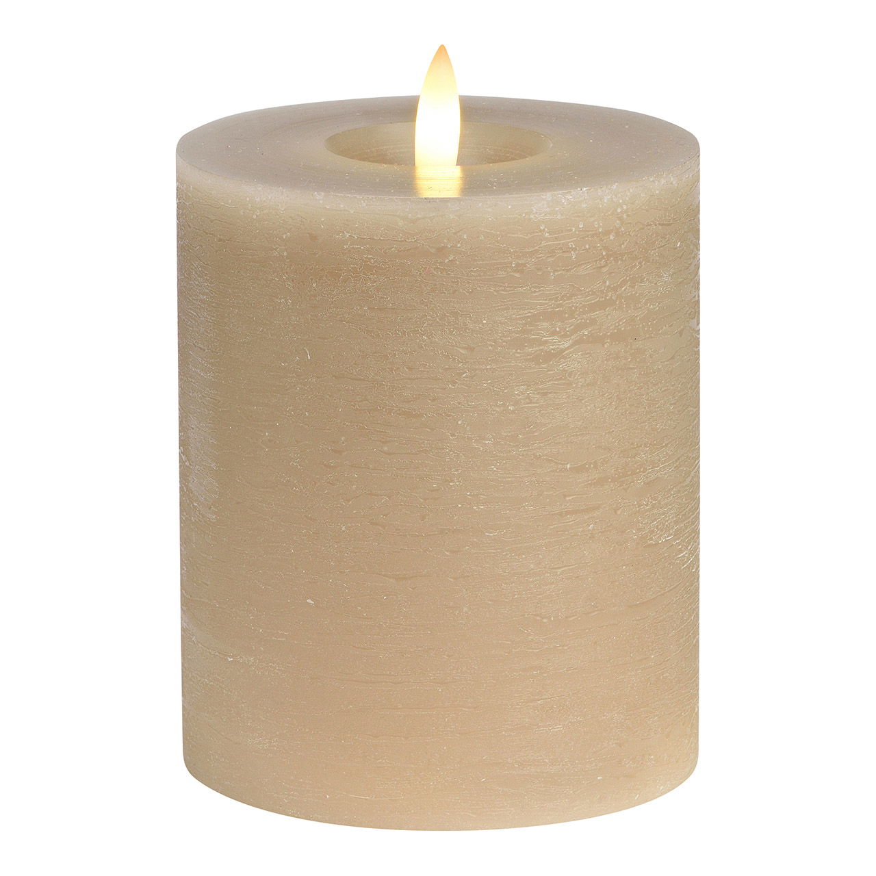 Candle LED beige, flickering light, exclusive 3xAA made of wax (W/H/D) 10x12x10cm