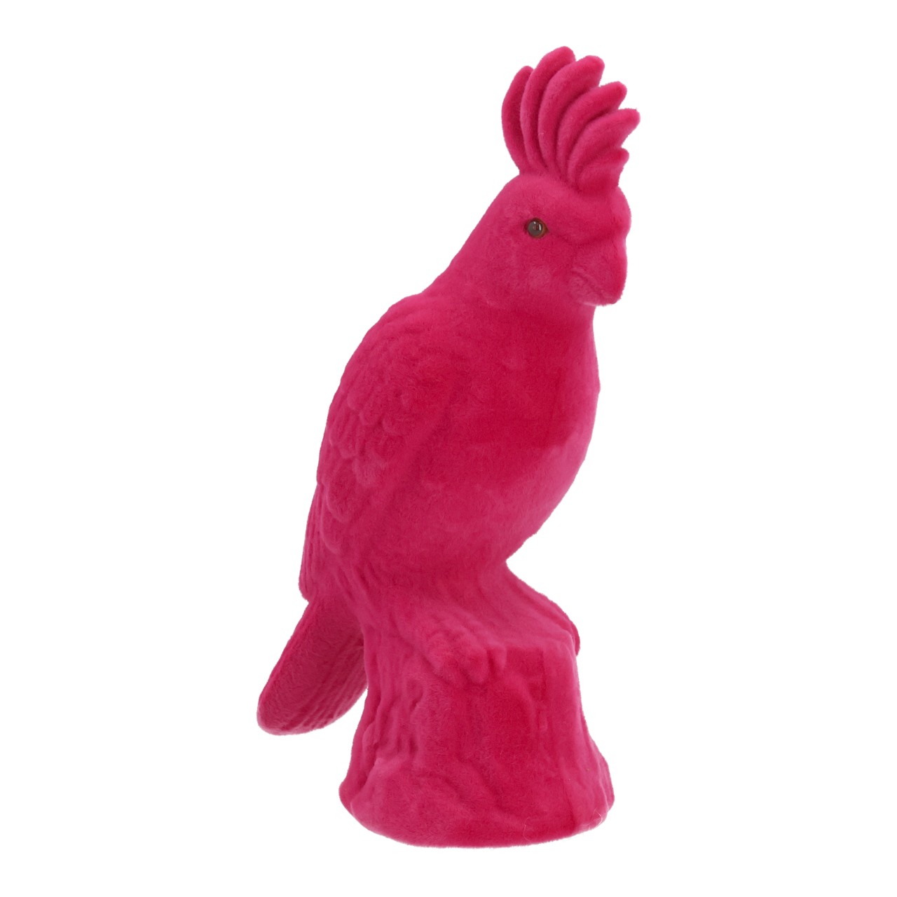 Pappagallo in plastica con finitura floccata, rosa (L/A/P) 15x24x9 cm Plüschpapagei, rosa Spielzeug, weiches Material, Vogelform, stehende Figur