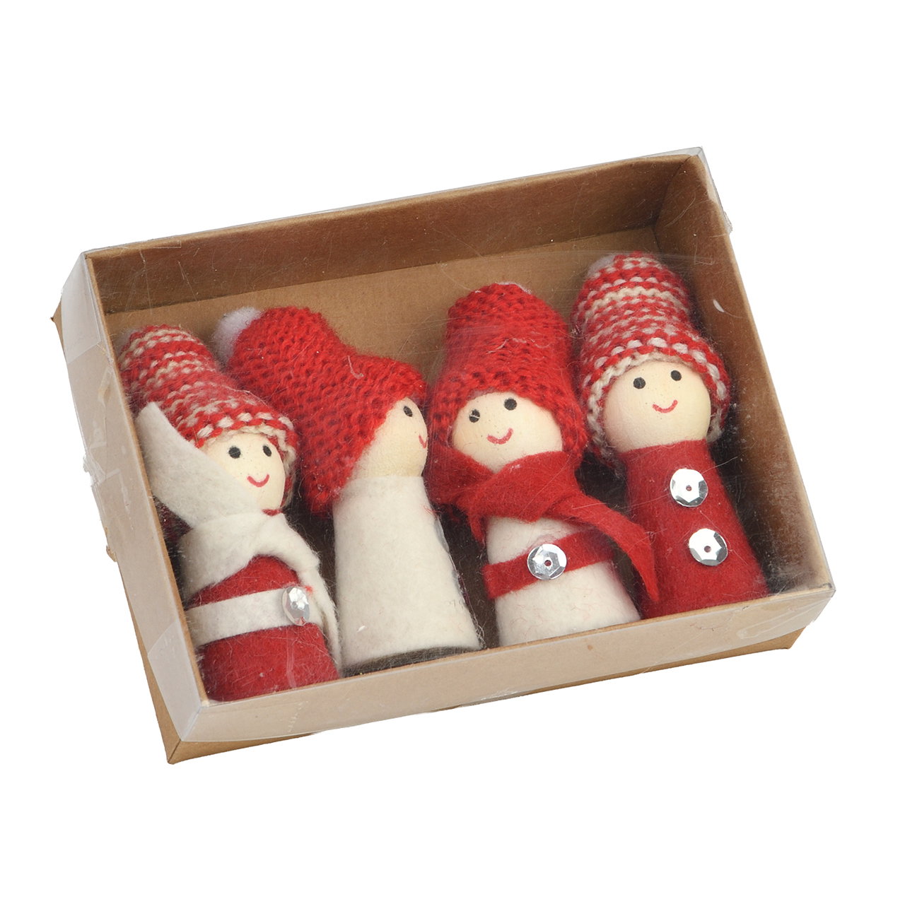 Kind mit Mütze aus Filz Rot 4er Set (B/H/T) 2x7x2cm Bekleidung, Hut, Spielzeug, Draußen, Natur