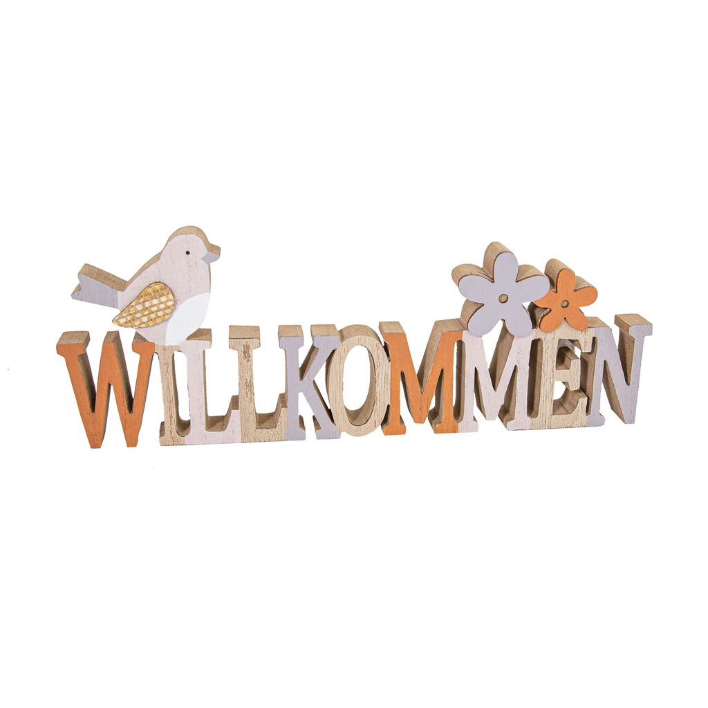Schriftzug Willkommen zum Stellen, Holz, 31x2,4x11cm, 1 Stck, braun