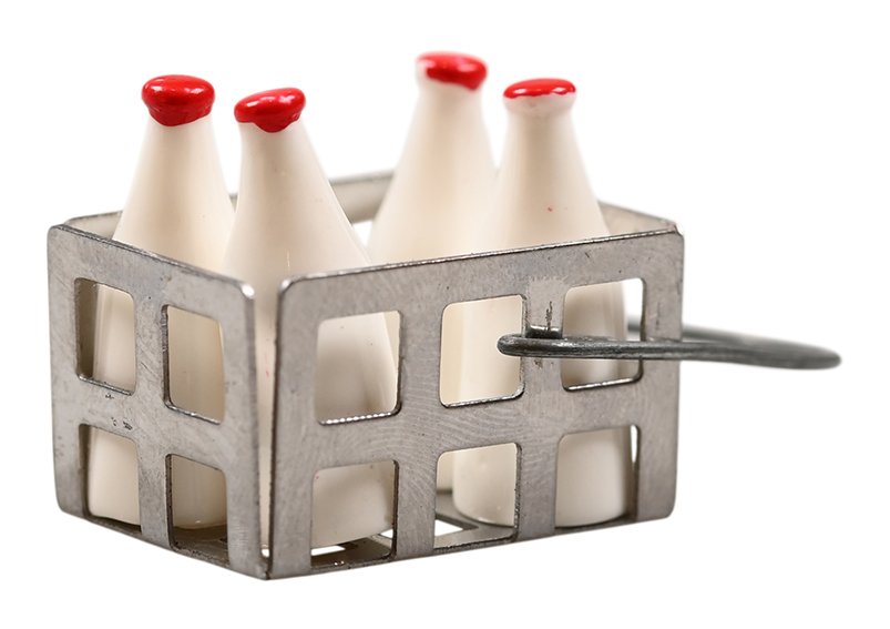 Accesorio expositor para puerta de amigo invisible, cajón de metal plateado para botellas de leche (A/A/P) 3,5x4x3,5cm