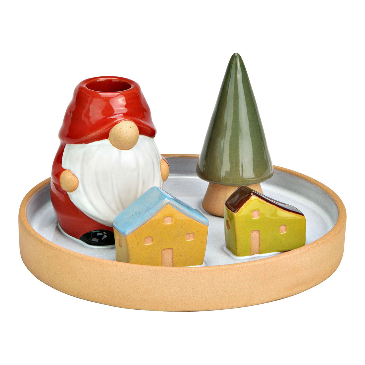 Chandelier Saint-Nicolas, Sapin, Maisons en faïence, Coloré (L/H/P) 17x9x17cm Chandelier Saint-Nicolas, Sapin, Maisons en faïence, Coloré (L/H/P) 17x9x17cm