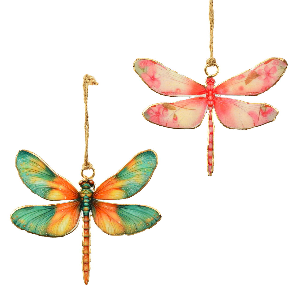 Ciondolo a forma di libellula in metallo, vari colori, assortimento da 2 pezzi (L/A/P) 10x8x1 cm Schmetterlingsanhänger, Dragonfly-Dekoration, hängendes Ornament, bunte Dragonfly, Flügeldekor