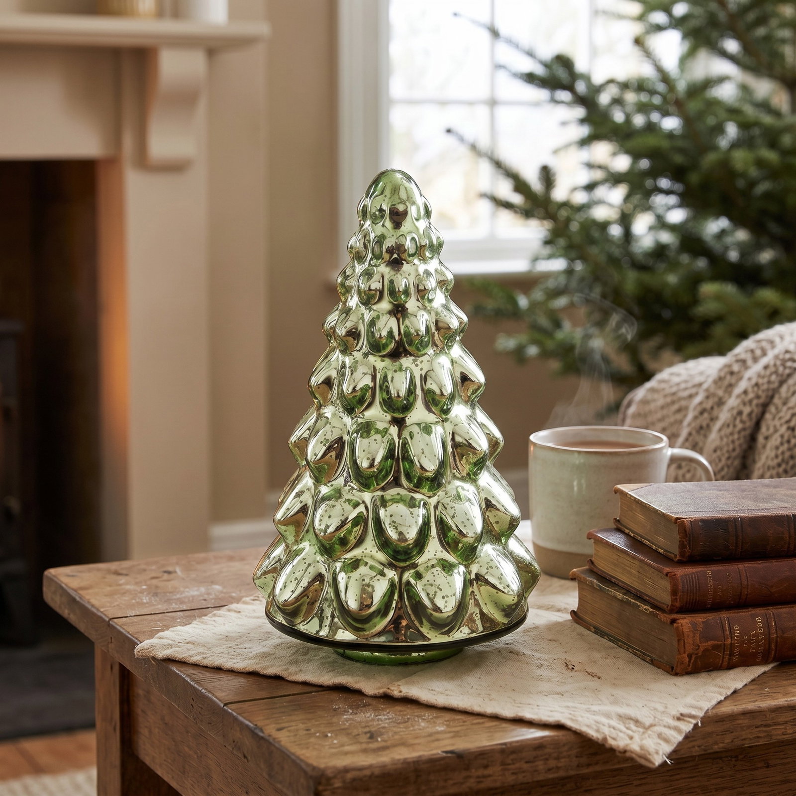 Weihnachtsbaum, Glasdekoration, Tischdeko, Grün, Spiegelglas